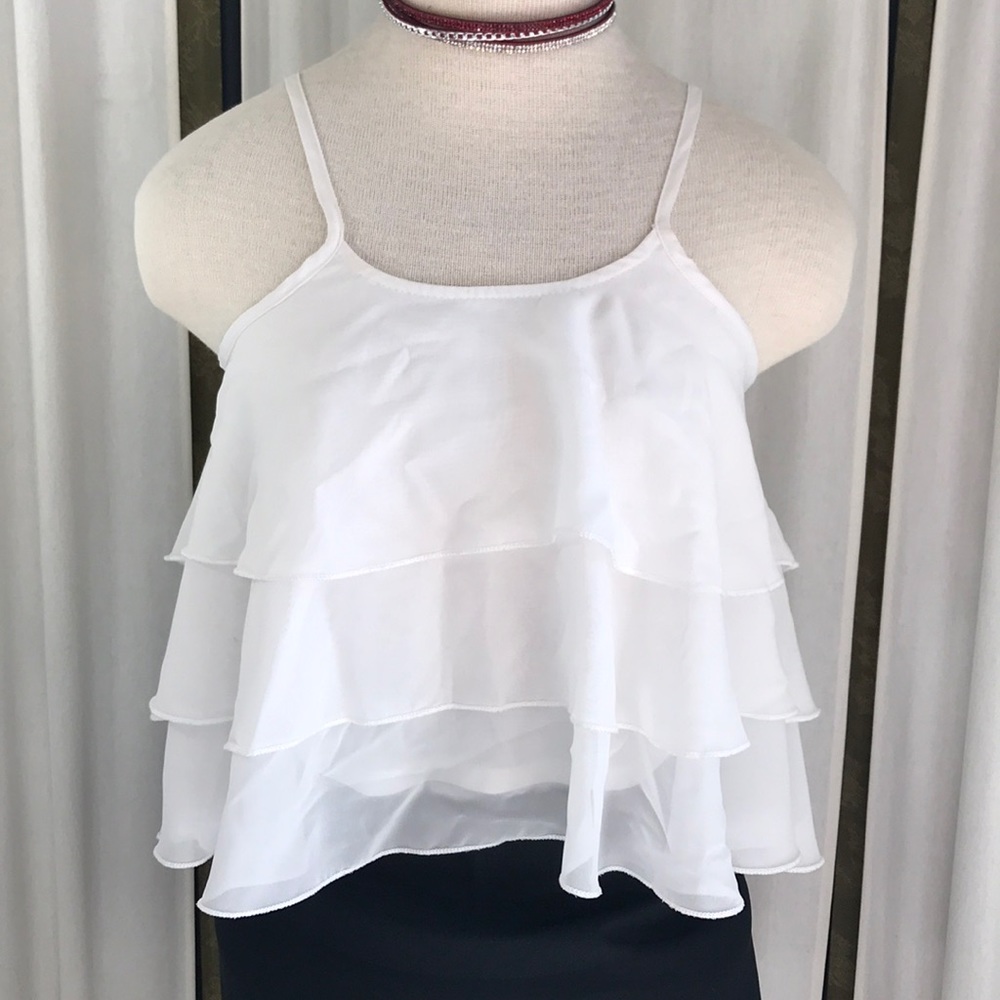 Girls Ruffled White Crop Top